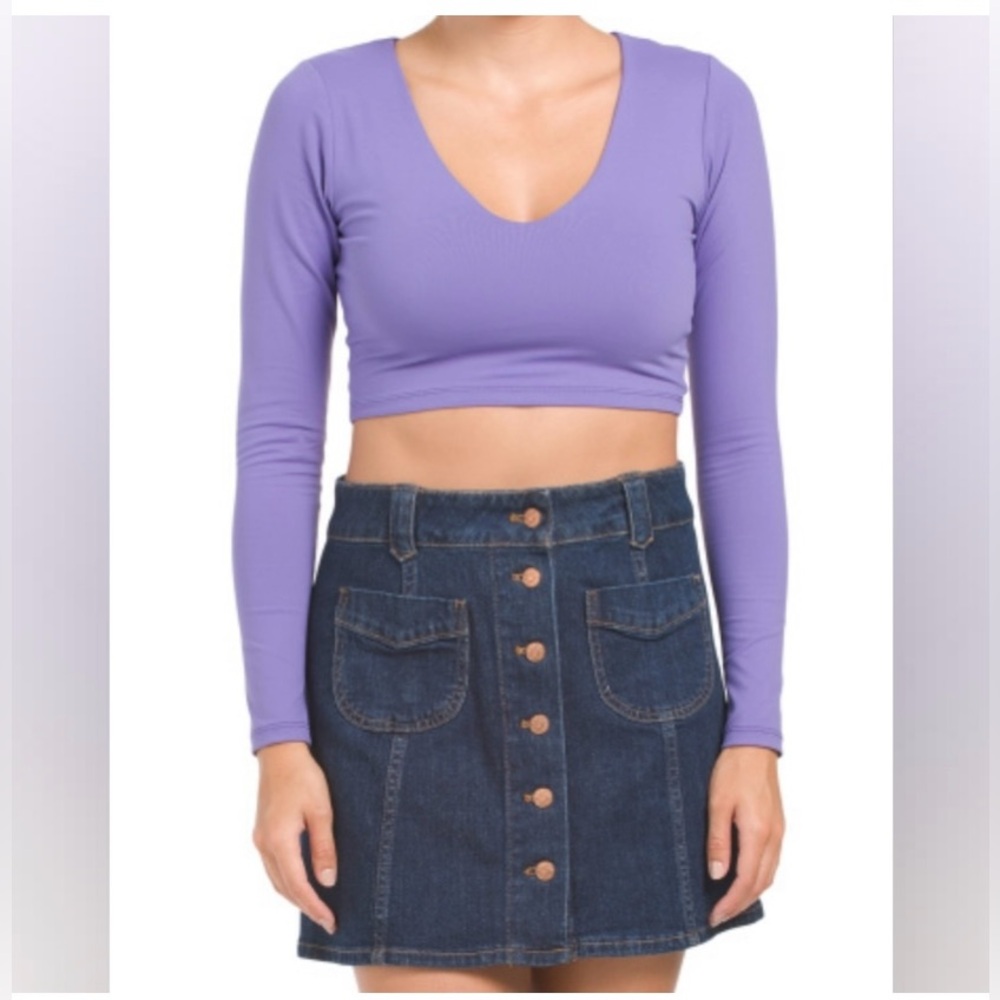 Sexy V Neck Crop Long Sleeve Top by Susana Monaco, NWT